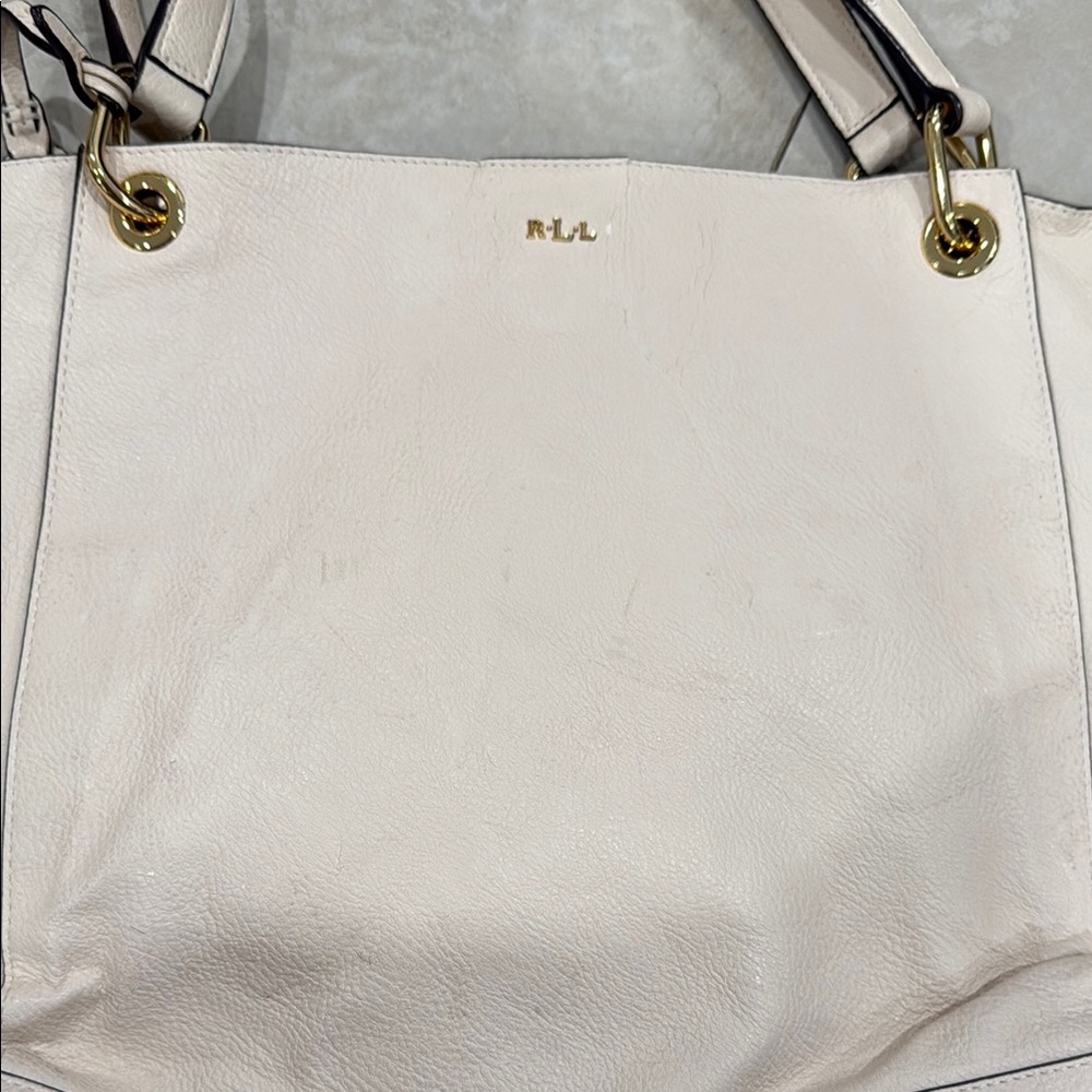 Cream Leather Tote Bag